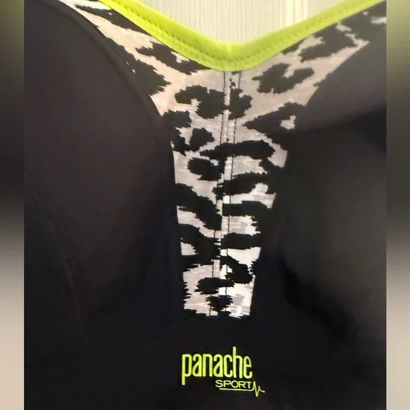 Panache Black and Lime Green Sports Bra with Animal Print - Picture 2 of 4